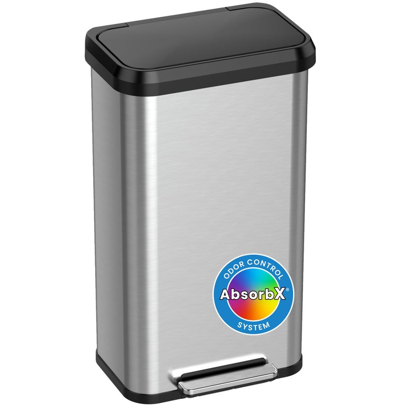 iTouchless SoftStep EXP 75 Liter 20 Gallon Step Pedal Trash Can Recycling Bin with Odor Filter Soft Close Lid Stainless Steel DentProof Plastic Lid Home Office Work Business Garage Restroom