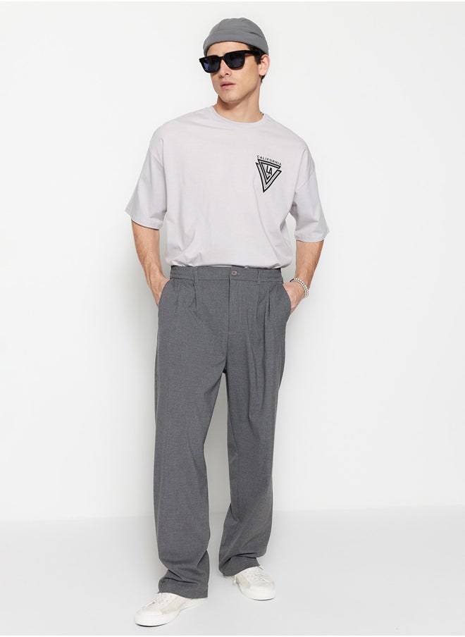 trendyol - Grey Wide Leg Fabric Baggy Trousers TMNSS23PL00039 - Image 1