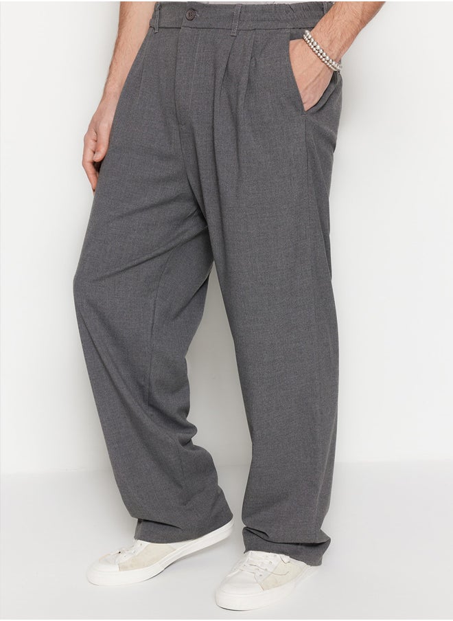 trendyol - Grey Wide Leg Fabric Baggy Trousers TMNSS23PL00039 - Image 1