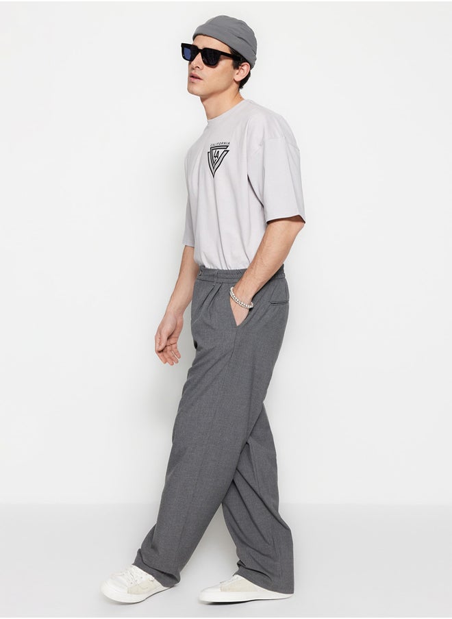 trendyol - Grey Wide Leg Fabric Baggy Trousers TMNSS23PL00039 - Image 1