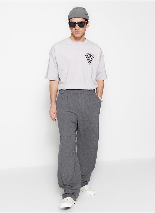 trendyol - Grey Wide Leg Fabric Baggy Trousers TMNSS23PL00039 - Image 1