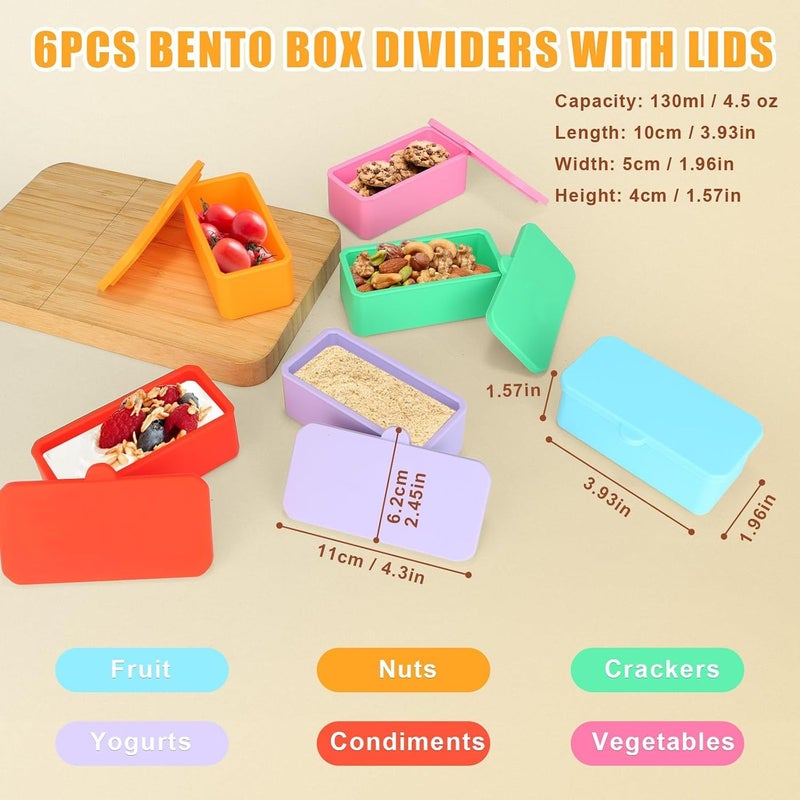 6PCS Lunch Bento Box Accessories for Kids, 4.5oz Silicone Lunch Box Dividers with Lids - Image 2