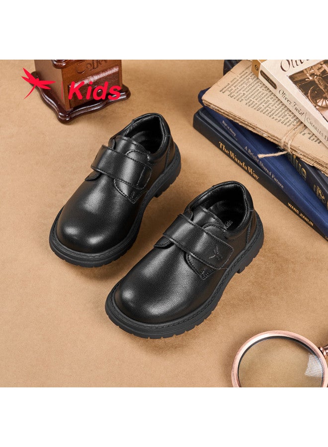 Red Dragonfly Boys' Shoes, Spring And Summer Children's Flats, Soft Sole, For Older Children And Teenagers, British Style Leather Shoes, Q53ad005, Black, Size 33 - Image 2