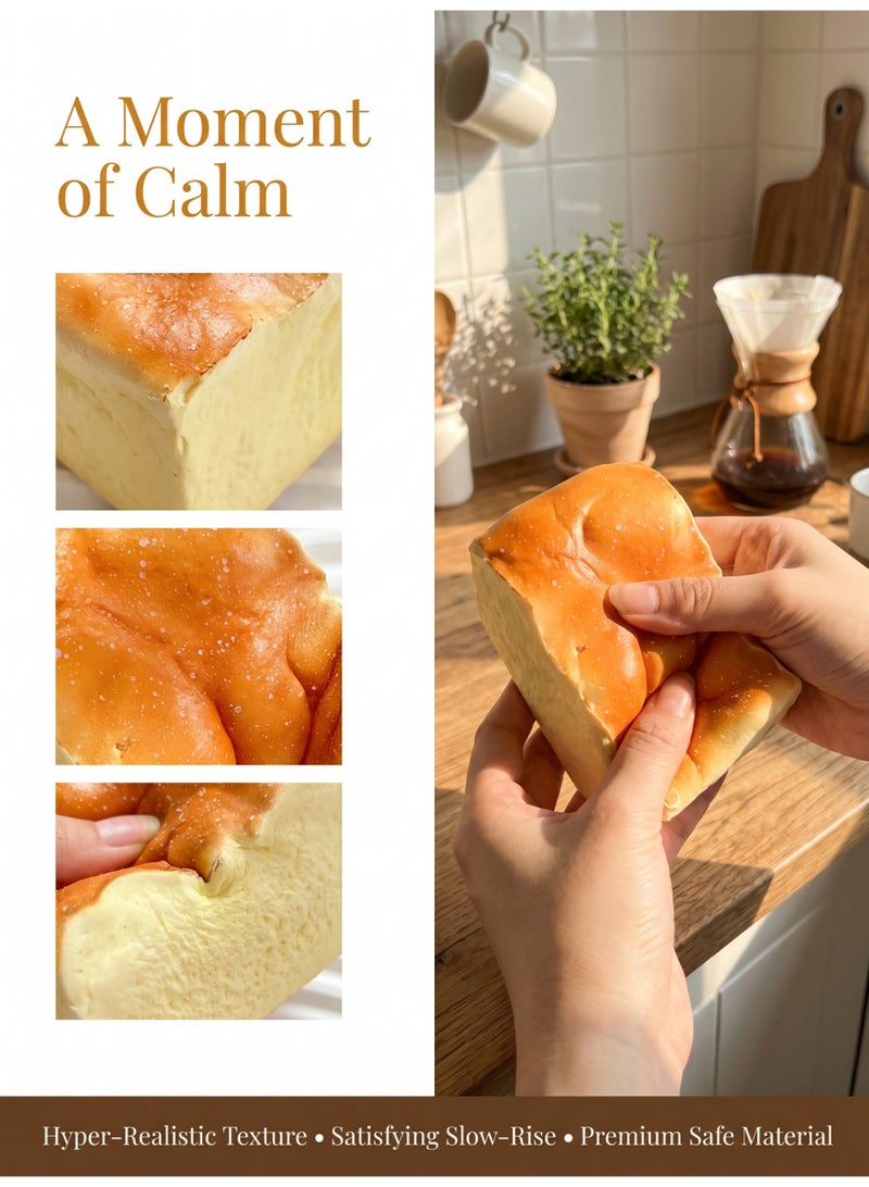 Bread Squeeze Squishy Toy, Squishy Bread Stress Relief Toy Pinch Decompression Toy, Slow Rising Squishy, Stress Balls, PU Materia Fidget Toy for Anxiety and Relaxation, Perfect Desk Accessory and Fun Fidget Toy for Adults, Ideal for Stress Relief, Party Gift - Image 2