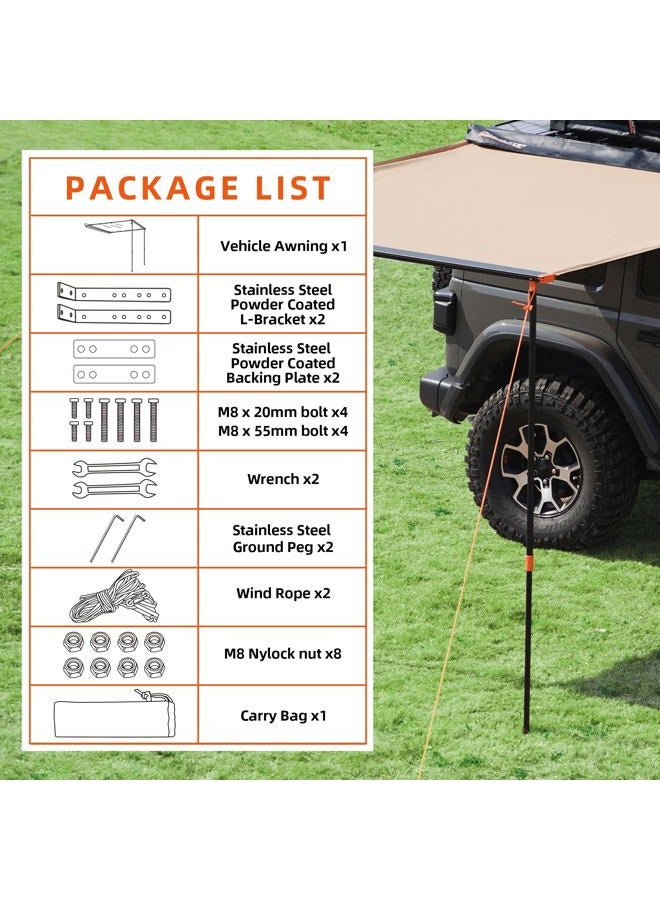 ALL-TOP Vehicle Awning 6.6'x8.2' Roof Rack Pull-Out Sun Shade UV50+, Weatherproof 4x4 Side Awning for Camping & Overland (Hardware Included) - Image 5