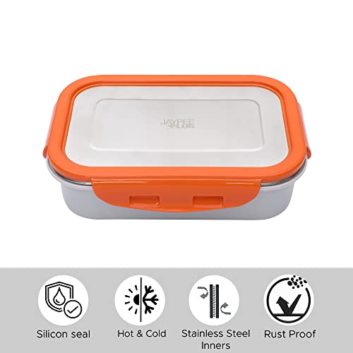 Jaypee Plus Captain Inner Stainless Steel Lunch Box for School Kids|Suitable for Office & Picnic |BPA Free |Spillproof Tiffin Box|Microwave Safe Without Lid |Orange,500 ml - Image 4
