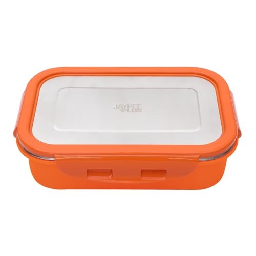 Jaypee Plus Captain Inner Stainless Steel Lunch Box for School Kids|Suitable for Office & Picnic |BPA Free |Spillproof Tiffin Box|Microwave Safe Without Lid |Orange,500 ml - Image 1