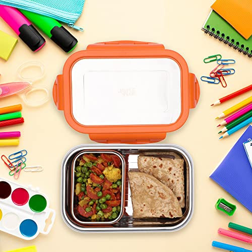 Jaypee Plus Captain Inner Stainless Steel Lunch Box for School Kids|Suitable for Office & Picnic |BPA Free |Spillproof Tiffin Box|Microwave Safe Without Lid |Orange,500 ml - Image 2