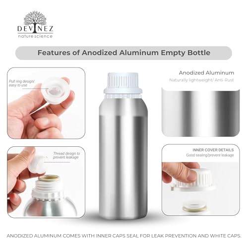 Devinez Multipurpose Anodized Aluminum Empty Bottle, 250ml (Pack of 4) with B Drop Nozzle & Cap with Seal, for Beauty, Essential Oils, Blends, Skin Care, Travel, Toners, Cosmetic & DIY - Image 3