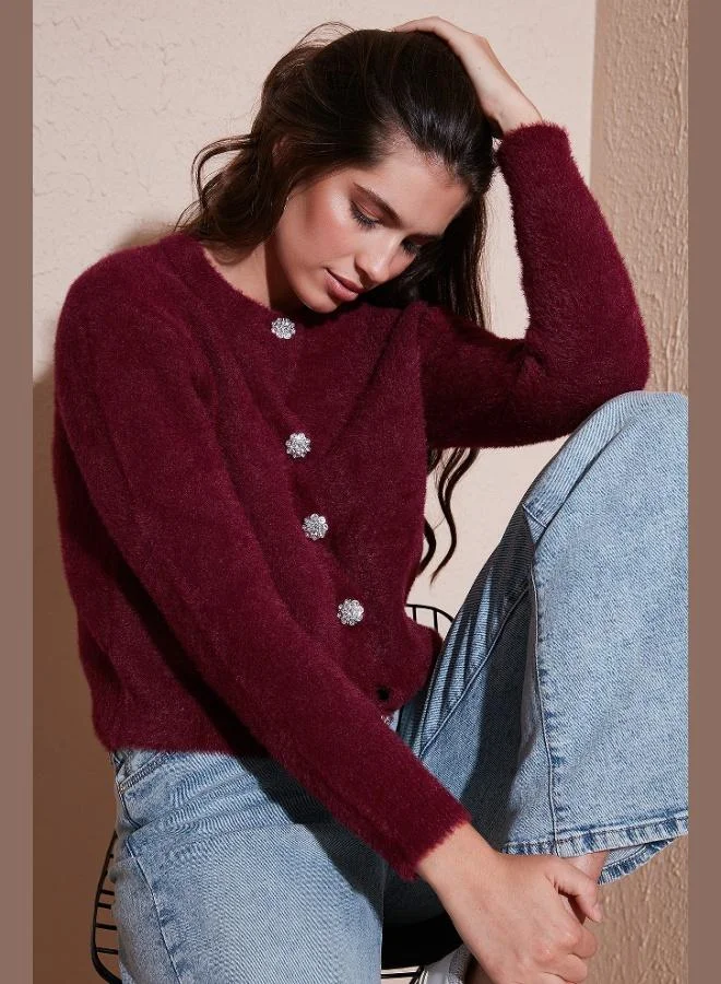 ليلا كارديجان قصير نسائي بياقة دائرية ناعم