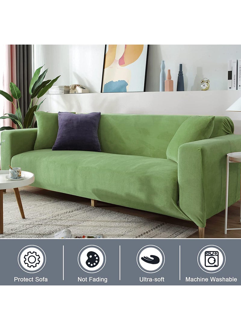 HOUSE OF QUIRK House of Quirk Modern Velvet Universal Sofa Cover Big Elasticity Cover for Couch Flexible Stretch Sofa Slipcover (Velvet Pear Green, Single Seater)  - Image 2
