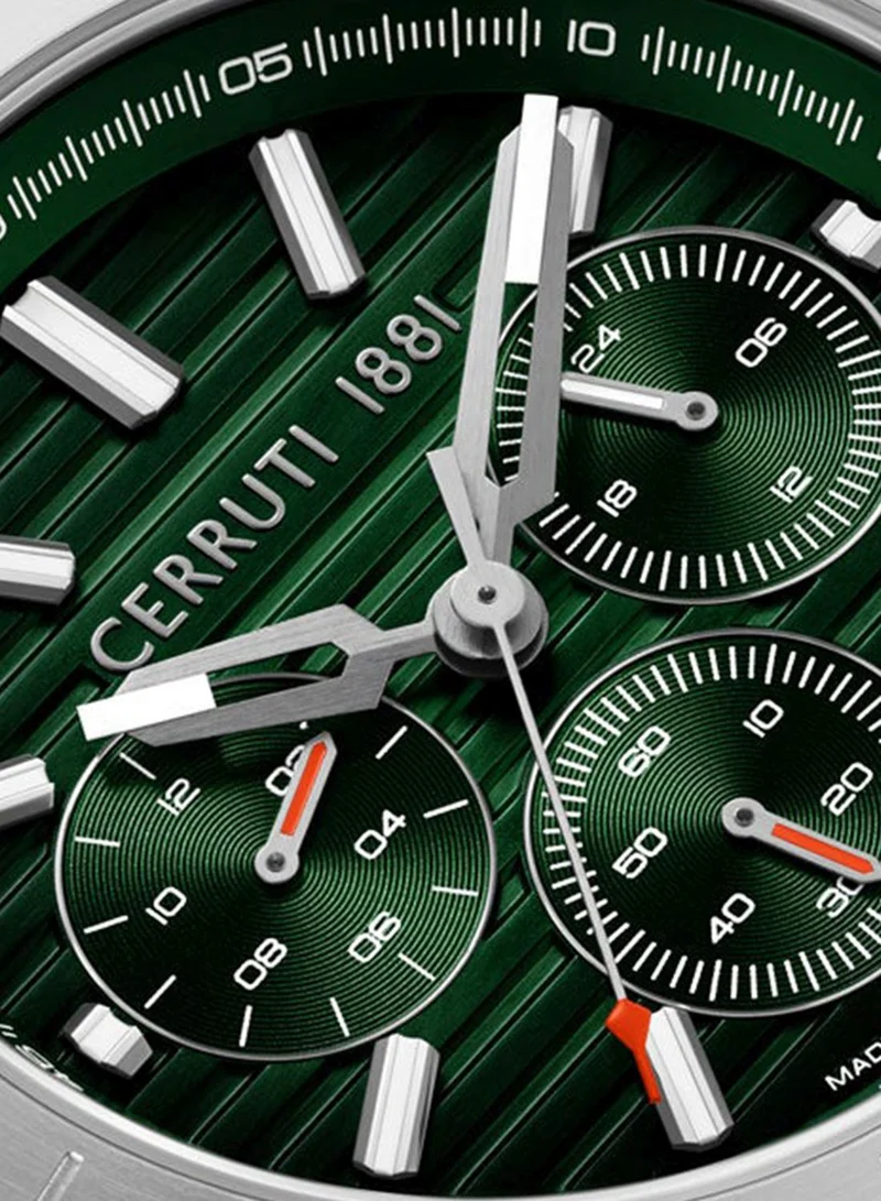 CERRUTI 1881 Silver 2 Men's Filiano 42mm Green Dial Stainless Steel Bracelet Multifunction Watch For Men for Men | Best Price UAE