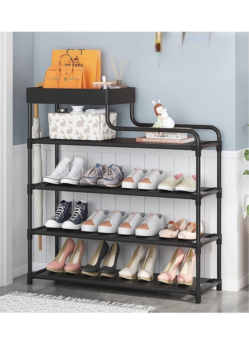 ميكسد رف الأحذية الأسود من 4 طبقات ، منظم المعدن الثقيل ، يحمل 16-20 أزواج ، تخزين مستقل للخزانة ، مدخل المرآب ، تجميع سهل - Image 2