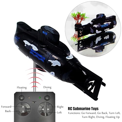 Tipmant Mini RC Submarine Remote Control Boat Ship Military Model Electric Water Toy Waterproof Diving Kids Gift Black - Image 5