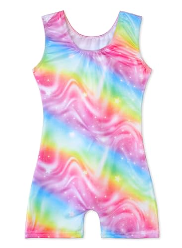 EQSJIU Girls Gymnastics Leotards Rainbow Shinny Sparkly Biketards For Girls Gymnastics 4t 5t 4-5t - Image 2