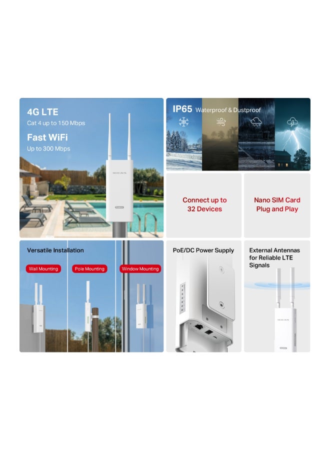 MERCUSYS Cat4 150/50 Mbps N300 Wi-Fi White - Image 4