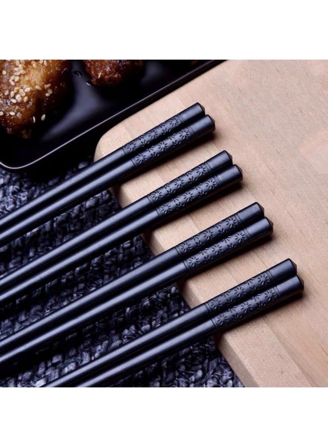 Black Alloy Chopsticks Restaurant Hotel Special Commercial Chopsticks Black Chopsticks High Temperature Resistant Disinfection Chopsticks-Color:27cm Silver Blessing [boxed] (high-grade Aluminum Parts)  - Image 5