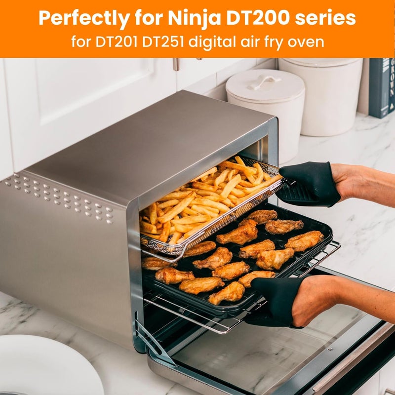 SettleDown for Ninja Foodi Replacement Air Fryer Oven Basket, Original Replacement Baking Trays for Ninja DT201/DT251 Foodi Digital Air Fryer Oven,Stainless Steel Air Fryer Accessories for Ninja Foodi - Image 5