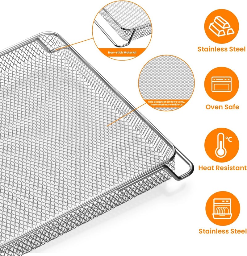 SettleDown for Ninja Foodi Replacement Air Fryer Oven Basket, Original Replacement Baking Trays for Ninja DT201/DT251 Foodi Digital Air Fryer Oven,Stainless Steel Air Fryer Accessories for Ninja Foodi - Image 3