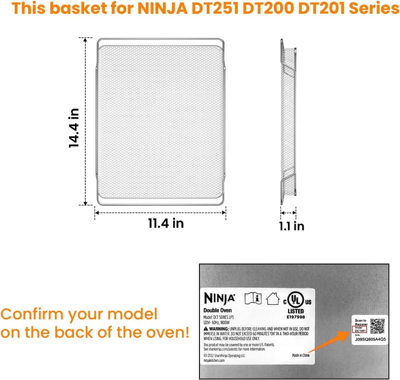 SettleDown for Ninja Foodi Replacement Air Fryer Oven Basket, Original Replacement Baking Trays for Ninja DT201/DT251 Foodi Digital Air Fryer Oven,Stainless Steel Air Fryer Accessories for Ninja Foodi - Image 4