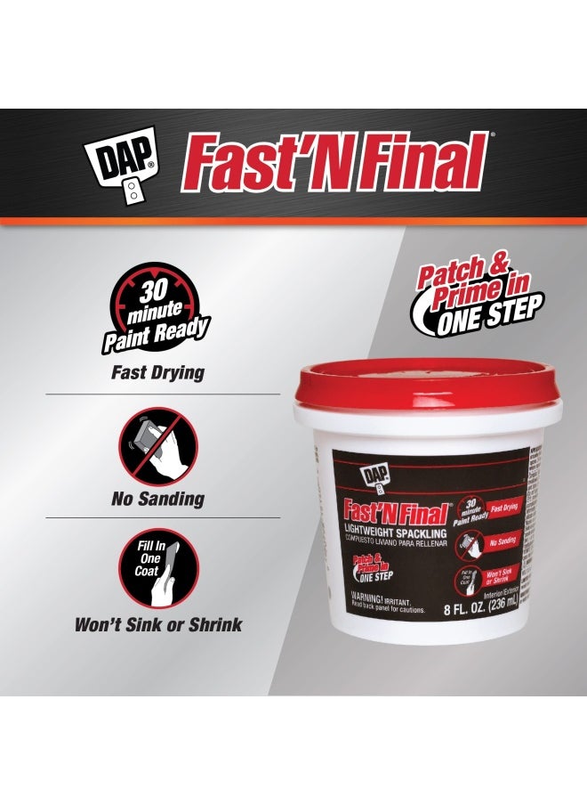 Dap - DAP Fast N Final Interior Exterior Spackle  White  1 2-Pint 8.0 Fl Oz  12140 - Image 1