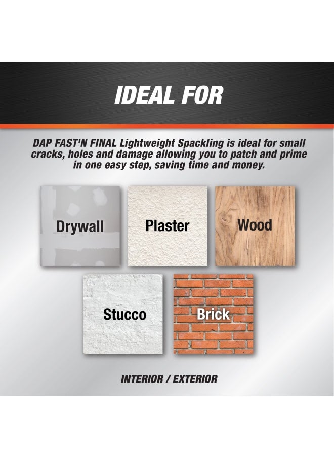 Dap - DAP Fast N Final Interior Exterior Spackle  White  1 2-Pint 8.0 Fl Oz  12140 - Image 1