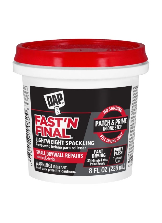 Dap - DAP Fast N Final Interior Exterior Spackle  White  1 2-Pint 8.0 Fl Oz  12140 - Image 1