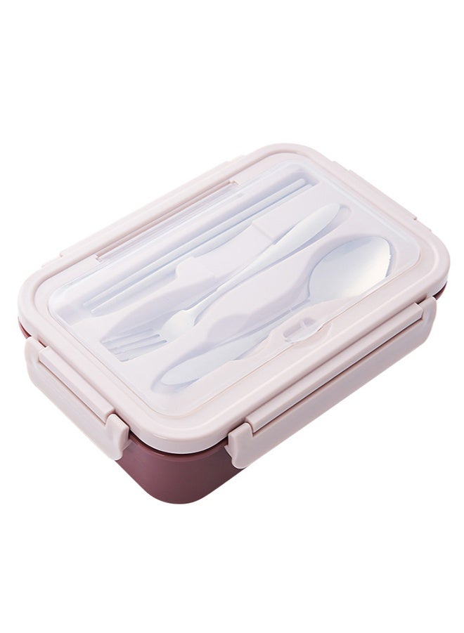 wowofa Portable Lunch Box 304 Stainless Steel Leakproof Divided Food Containers with Comes with spoon, fork, chopsticks pink/Silver - Image 1