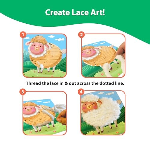 Chalk and Chuckles Lace Art Furry Animals, Develop Fine Motor Skills, Lacing Activity for Kids, Preschooler DIY Craft Kit, Birthday Gifts for Boys & Girls, Ages 3, 4, 5, 6, 7 Years, Travel Friendly - Image 4