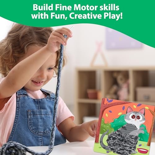 Chalk and Chuckles Lace Art Furry Animals, Develop Fine Motor Skills, Lacing Activity for Kids, Preschooler DIY Craft Kit, Birthday Gifts for Boys & Girls, Ages 3, 4, 5, 6, 7 Years, Travel Friendly - Image 2