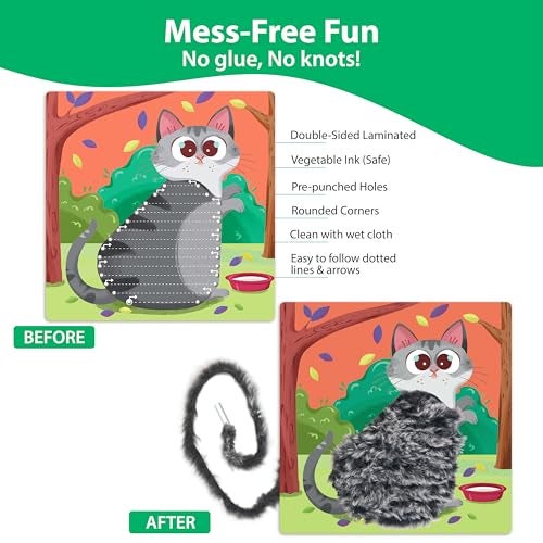 Chalk and Chuckles Lace Art Furry Animals, Develop Fine Motor Skills, Lacing Activity for Kids, Preschooler DIY Craft Kit, Birthday Gifts for Boys & Girls, Ages 3, 4, 5, 6, 7 Years, Travel Friendly - Image 5