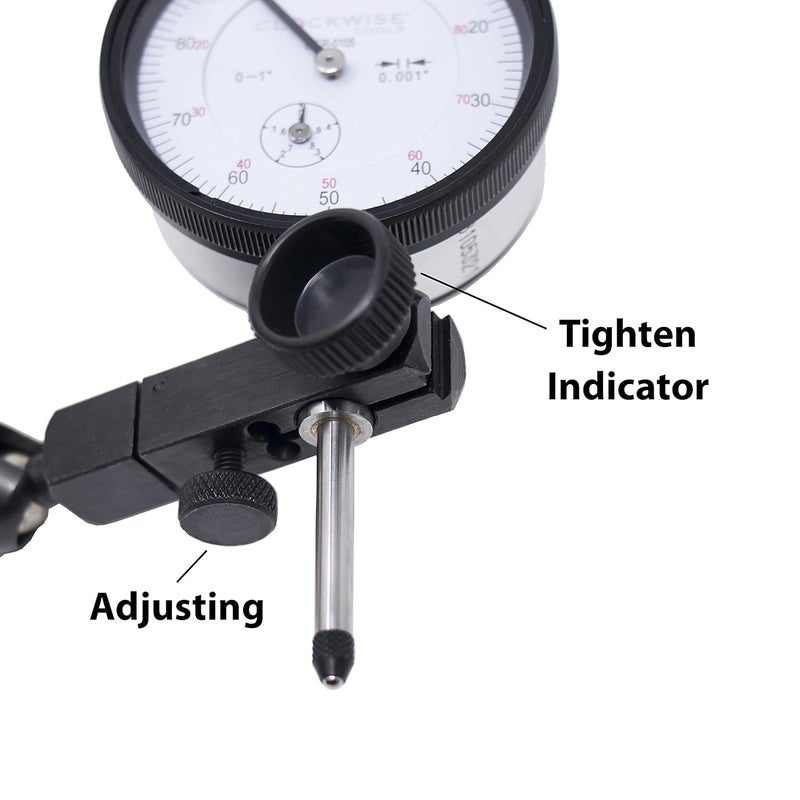 Clockwise Tools Dial Indicator with Magnetic Base Holder Stand, DIMR-0105 0-1 inch - Image 4