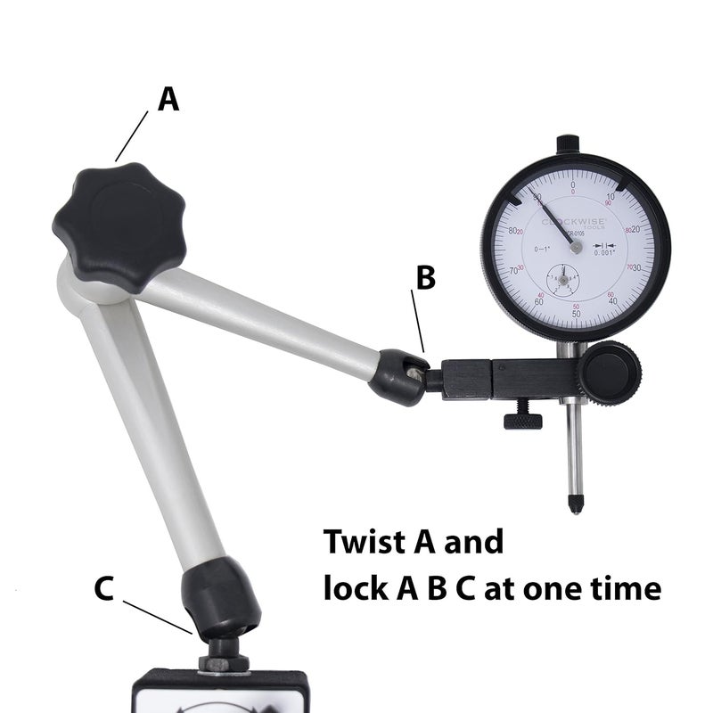 Clockwise Tools Dial Indicator with Magnetic Base Holder Stand, DIMR-0105 0-1 inch - Image 5
