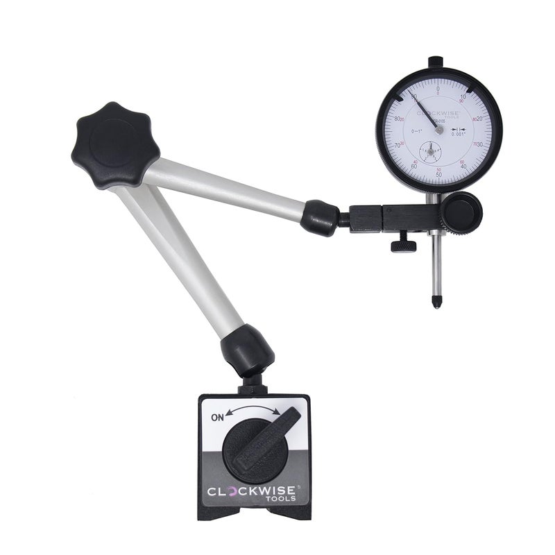Clockwise Tools Dial Indicator with Magnetic Base Holder Stand, DIMR-0105 0-1 inch - Image 1