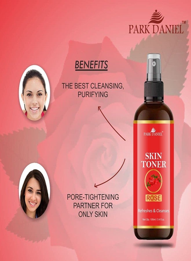 Park Daniel Rose, Cucumber & Vitamin C Skin Toner Combo | 100% Natural Face Toners for Refreshing & Hydrating Skin | Pack of 3 Bottles of 100ml Each (Total 300ml) - Image 3