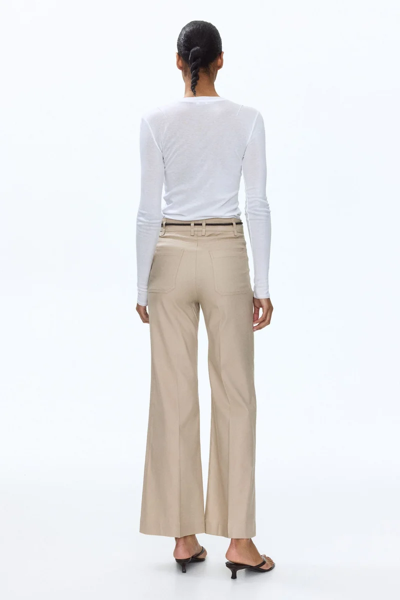 H&M  Linen-blend bootcut trousers for Women | Best Price UAE