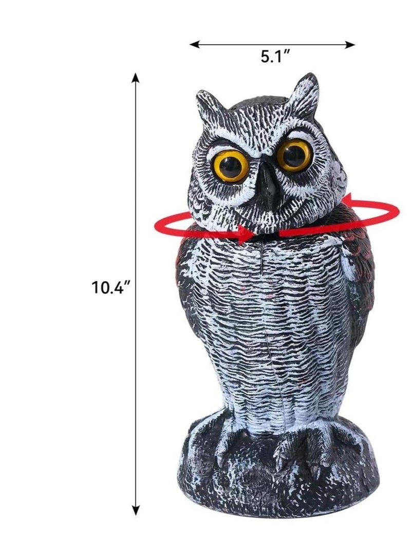 Excefore تمثال بومة مزيفة رأس دوار بلاستيك بومة مزيفة طائر طارد الطيور تمثال حديقة لحماية الحديقة في الهواء الطلق 1 قطعة - Image 4