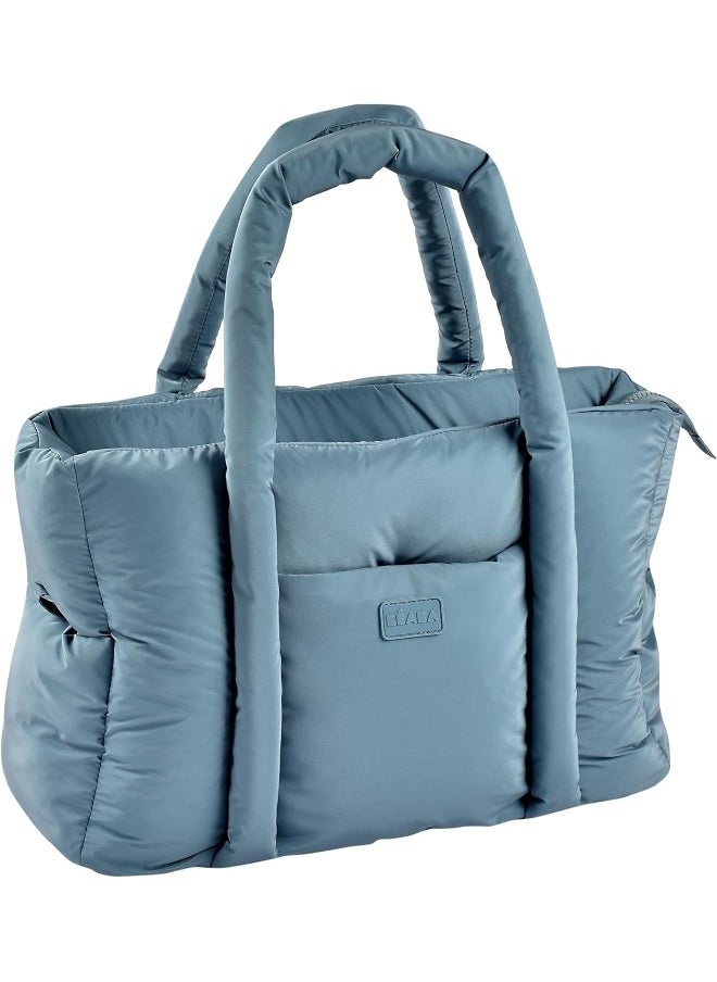 BEABA - Baby Changing Bag, Ultra Practical, 10 Inside And Outside Pockets, Integrated Stroller Attachment, Removable Changing Pad, Insulated Bag, Sac Paris Puffy, Baltic Blue - Image 1