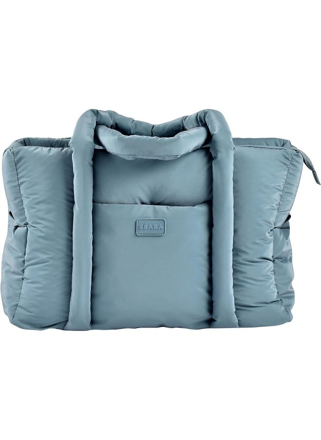 BEABA - Baby Changing Bag, Ultra Practical, 10 Inside And Outside Pockets, Integrated Stroller Attachment, Removable Changing Pad, Insulated Bag, Sac Paris Puffy, Baltic Blue - Image 1