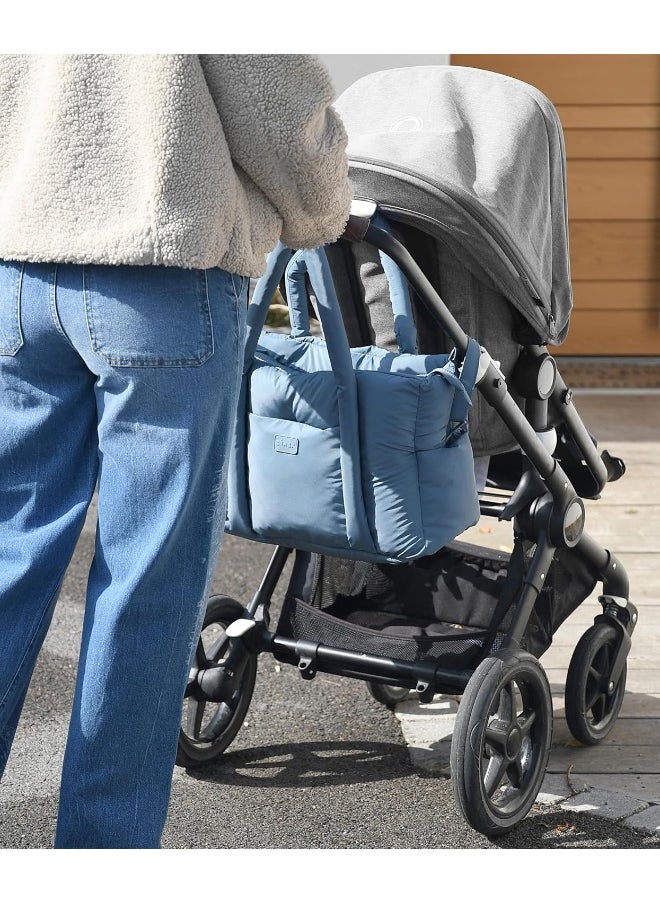 BEABA - Baby Changing Bag, Ultra Practical, 10 Inside And Outside Pockets, Integrated Stroller Attachment, Removable Changing Pad, Insulated Bag, Sac Paris Puffy, Baltic Blue - Image 1