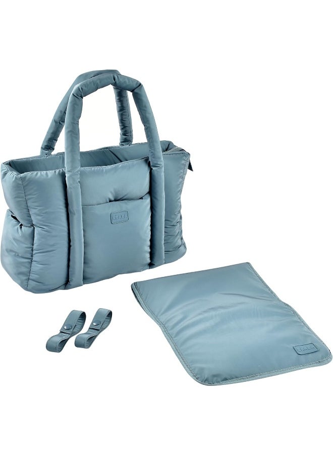 BEABA - Baby Changing Bag, Ultra Practical, 10 Inside And Outside Pockets, Integrated Stroller Attachment, Removable Changing Pad, Insulated Bag, Sac Paris Puffy, Baltic Blue - Image 1