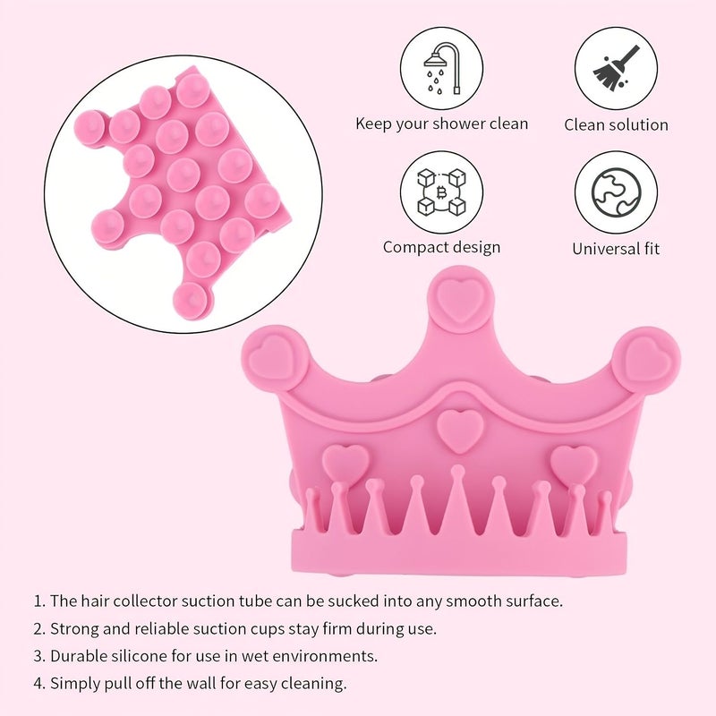 Pink Bathtub Suction Cup Hair Catcher Anti-Clog Drain Tool Wall Mounted - Image 4