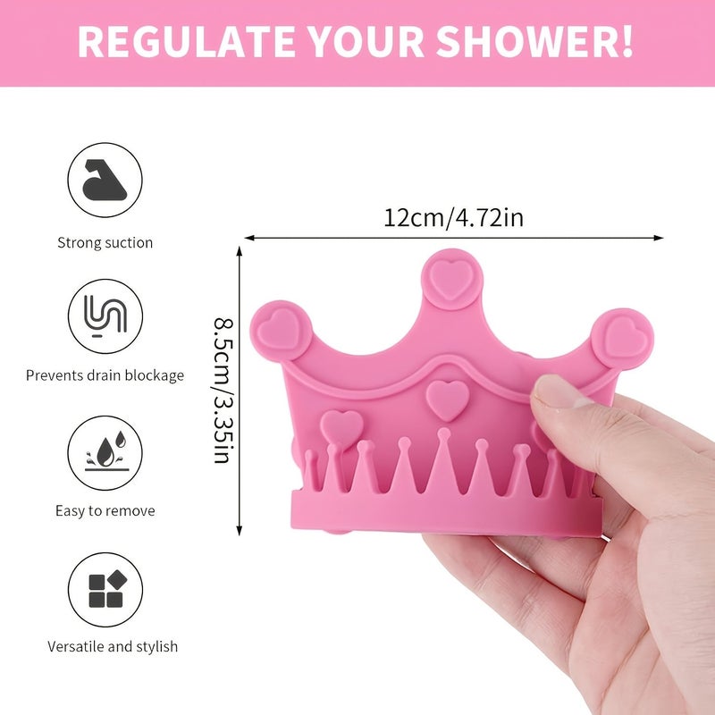 Pink Bathtub Suction Cup Hair Catcher Anti-Clog Drain Tool Wall Mounted - Image 3