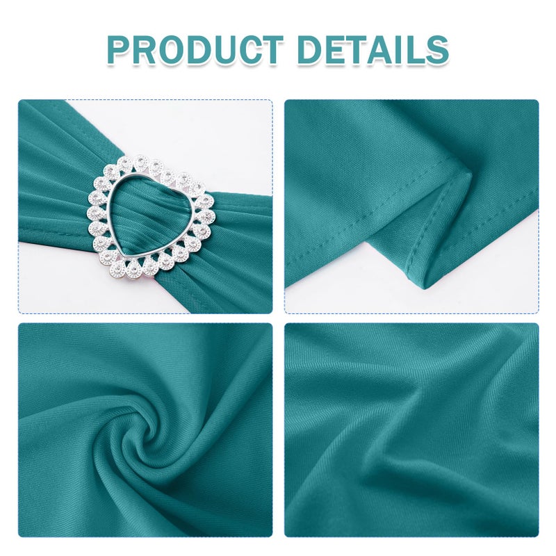 Howhic حزمة Howhic من 30 كرسي Spandex Sashes أقواس تمتد فرقة تغطية كرسي مع مشبك منزلق الشوكي العالمي المرن العلاقات لزخارف حفلات حفلات الزفاف (الفيروز) - Image 3
