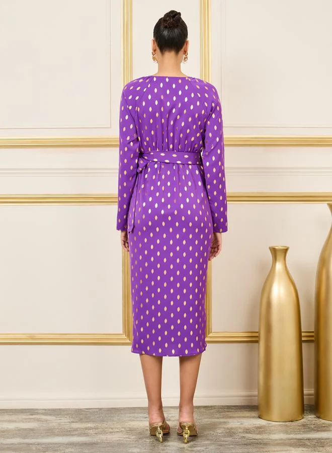 Styli Polka Dot Midi Dress