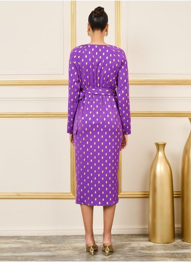 Styli - Foil Print Wrap Midi Dress - Image 1