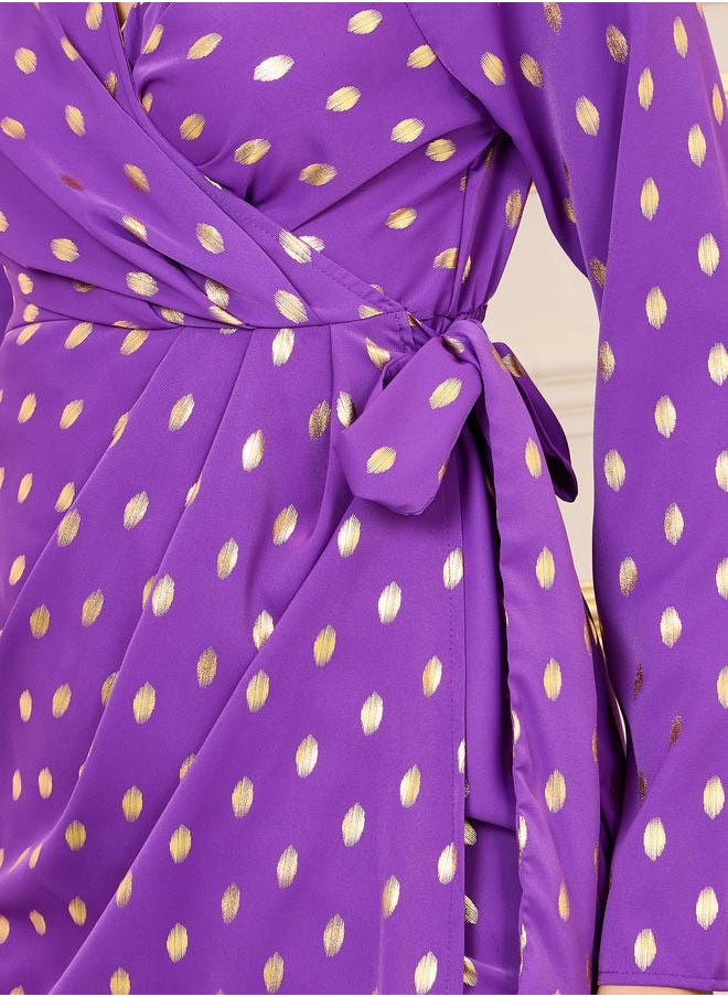 Styli - Foil Print Wrap Midi Dress - Image 1