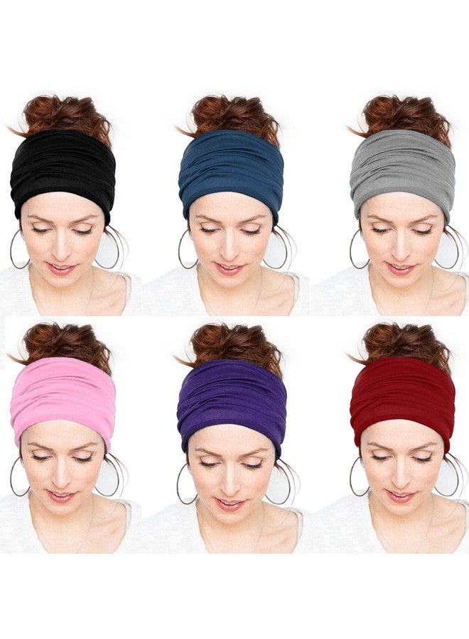 Messen 6 Packs Spandex Dreadlocks Tube Wide Headband Large African Wide Head Wraps Turbans Unisex Stretch Dreadlocks Band Open End Elastic Hair Cover (Set 03) - Image 1