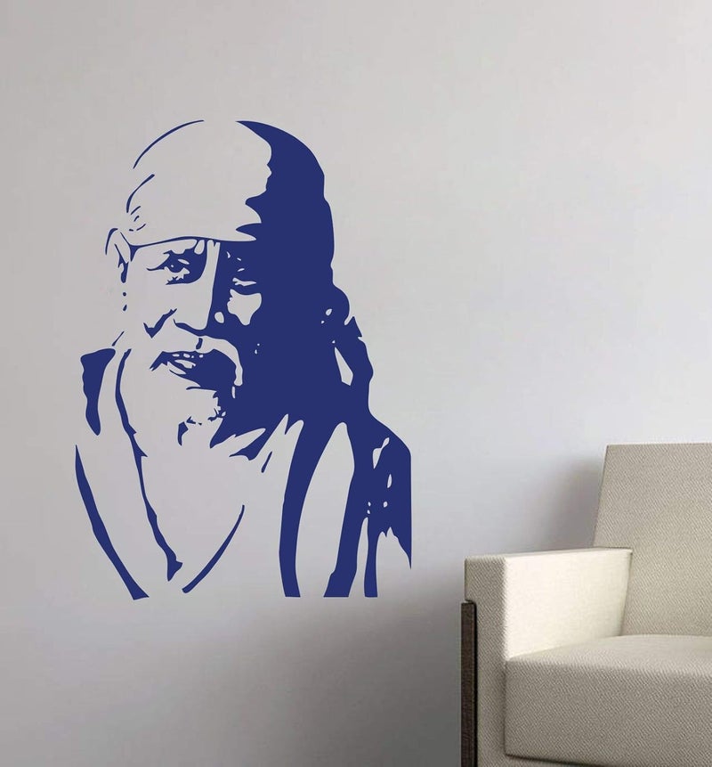 Decor Villa Sai Baba face Wall Sticker DecalPVC VinylSize58 Cm X 76 Cm