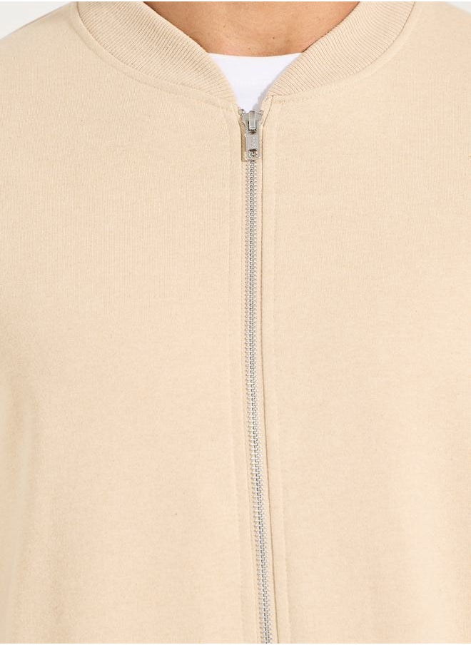 Zip Through Relaxed Bomber Jacket